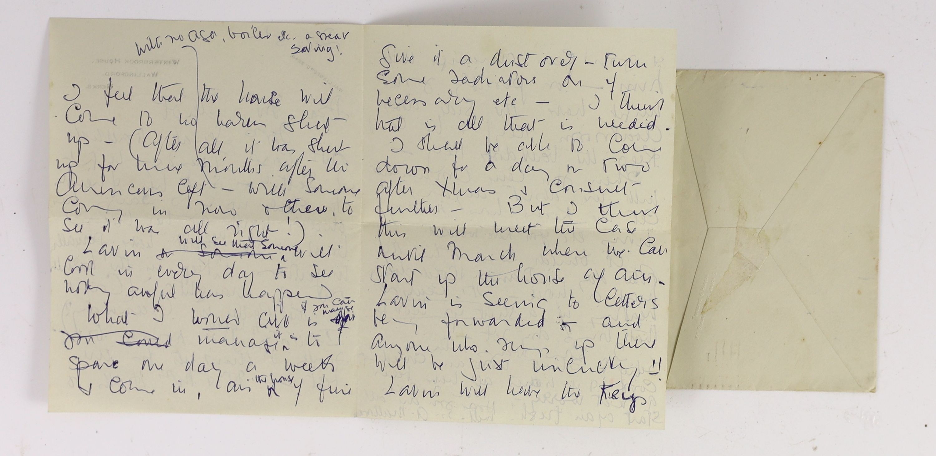 A manuscript letter from Agatha Christie to Mrs Elliot on Winterbrook House notepaper